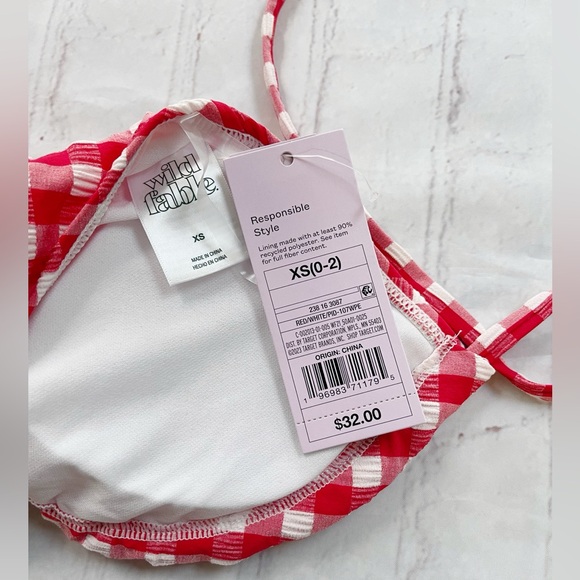 Wild fable NWT red gingham halter one piece swimsuit XS - Picture 9 of 10